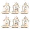 6pcs Christmas Wood Candleholder for Tabletop Decoration Beige view 1