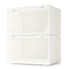 SupBro Collection Crate - Easy Access Storage Shoes Box -Plastic Foldable Stackable Sneaker Display Storage with Clear Side Open Door Organizer-2 Pack(White) view 1