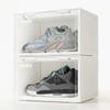 SupBro Collection Crate - Easy Access Storage Shoes Box -Plastic Foldable Stackable Sneaker Display Storage with Clear Side Open Door Organizer-2 Pack(White) view 2