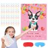 Fowecelt Pin The Bone on The Dog Party Game with 48 Pcs Bone, Blindfold, Poster & Adhesives for Kids' Dog Themed Birthday Party Supplies view 2