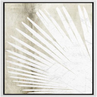 SIGNWIN Framed Canvas Print Wall Art Pastel Fan Palm Leaf Silhouette Nature Wilderness Digital Art Modern Art Decorative Minimal Rustic Colorful Zen for Living Room, Bedroom, Office - 16"x24" White