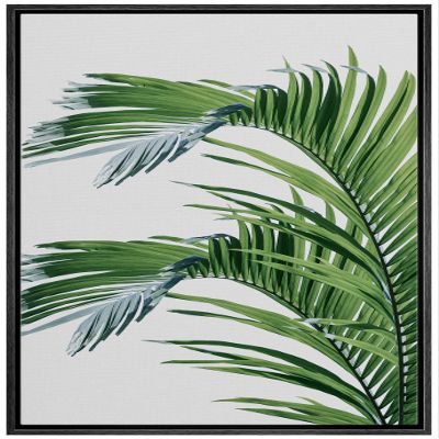 SIGNWIN Framed Canvas Print Wall Art Vibrant Green Jungle Palm Leaf Nature Wilderness Digital Art Modern Art Decorative Minimal Rustic Colorful Zen for Living Room, Bedroom, Office - 16"x24" Black