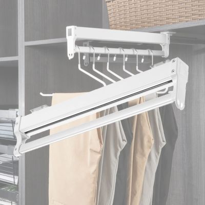 JIAOCKJIAO Extendable Pull-Out Closet Valet Rod,Wardrobe Hanging Clothes Rod,Silent Double Slide Rail Load-Bearing 30kg,for Clothing Storage Retractable Clothes Hanger Pants Rack