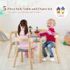 Costzon Kids Table and Chair Set, 5-Piece Wooden Activity Desk Set w/Toy Bricks, Classroom Playroom Daycare Furniture for Playing, Drawing, Reading, Bentwood Toddler Table and Chairs (Grey) view 3