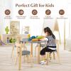 Costzon Kids Table and Chair Set, 5-Piece Wooden Activity Desk Set w/Toy Bricks, Classroom Playroom Daycare Furniture for Playing, Drawing, Reading, Bentwood Toddler Table and Chairs (Grey) view 4