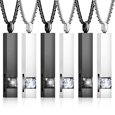 Sureio 12 Pcs Urn Necklace for Men Women Bar Urn Necklace for Ashes Stainless Steel Mom Memorial Cremation Jewelry Pendant Keepsake (Silver,Black)