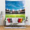 BELECO Football Tapestry Wall Hanging 92x70 Inch Sports Stadium Tapestry Green Grass Arena Lights Soccer Field Competition Sport Tapestry Men Boys Dorm Bedroom Living Room Decor, Green White view 2
