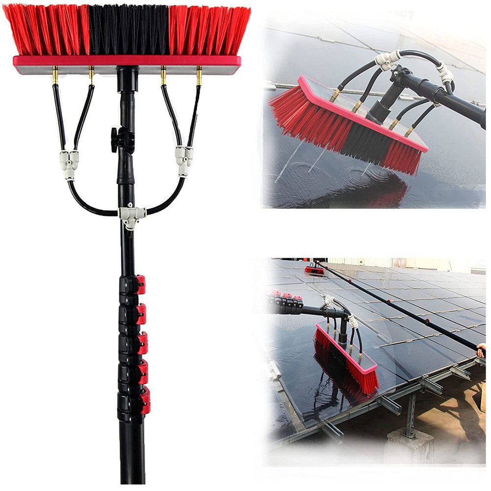 Niczu Window Glass Cleaner Pole Kit with Water Fed Pole and Hose, Photovoltaic and Solar Panels Cleaning Brush Equipment,6M/20FT