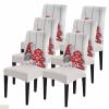 Dining Chair Slipcover, Christmas Cartoon Gnome Red Tree Wood Grain Board Winter Decoration Stretch Kitchen Chair Covers Removable Parsons Chair Protector Covers for Dining Room Party, Set of 6 view 1