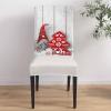 Dining Chair Slipcover, Christmas Cartoon Gnome Red Tree Wood Grain Board Winter Decoration Stretch Kitchen Chair Covers Removable Parsons Chair Protector Covers for Dining Room Party, Set of 6 view 4