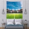 BELECO Football Tapestry Wall Hanging 60x40 Inch Sports Stadium Tapestry Green Grass Arena Lights Soccer Field Competition Sport Tapestry Men Boys Dorm Bedroom Living Room Decor, Green White view 3