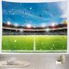 BELECO Football Tapestry Wall Hanging 60x40 Inch Sports Stadium Tapestry Green Grass Arena Lights Soccer Field Competition Sport Tapestry Men Boys Dorm Bedroom Living Room Decor, Green White view 4