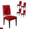 Dining Chair Slipcover, Merry Christmas Snowflake Pattern Red Stretch Kitchen Chair Covers Removable Parsons Chair Protector Covers for Dining Room Banquet Party, Set of 6 view 1