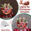 Bucherry 3 Pcs Lighted Christmas Sign for Front Door, Buffalo Plaid Xmas Wreath 12 Inch Wooden Wall Hanging Decor for Indoor Outdoor Winter Holiday Rustic Farmhouse Windows(Merry Christmas) view 4