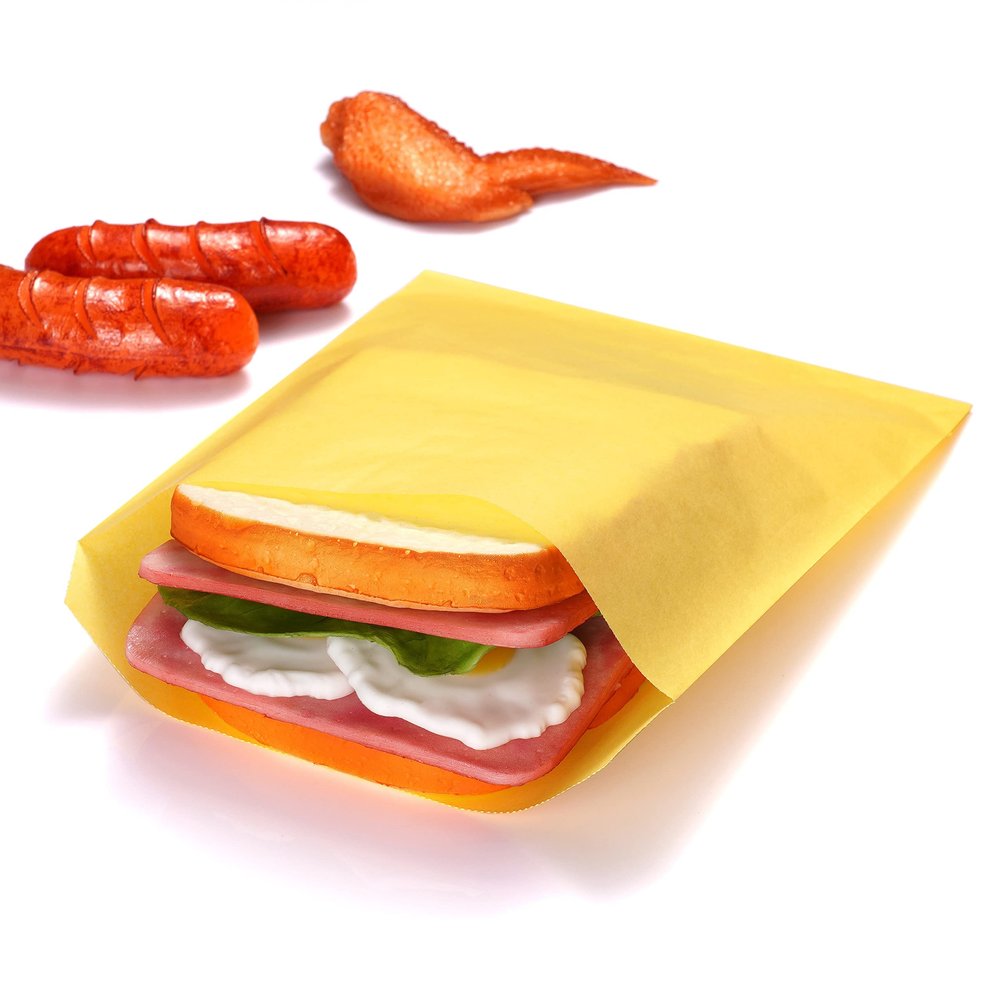 Quotidian Lemon Yellow Flat Large Greaseproof Paper Sandwich Bags 6 3/4" x 8'' (17 x 20.3cm) Pack of 100 - Party Favors Cookies Pastry Food Wraps