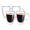 4-Pack 12 Oz Double Walled Glass Coffee Mugs with Handle, Insulated Layer Coffee Cups, Clear Borosilicate Glass Mugs, Gift for Cappuccino,Tea,Latte,Espresso,Hot Beverage,Wine, Microwave Safe, Set of 4 view 1