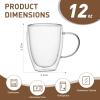 4-Pack 12 Oz Double Walled Glass Coffee Mugs with Handle, Insulated Layer Coffee Cups, Clear Borosilicate Glass Mugs, Gift for Cappuccino,Tea,Latte,Espresso,Hot Beverage,Wine, Microwave Safe, Set of 4 view 2