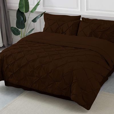 8-Piece Bed in A Beg 100% Cotton with 600 TC Bedding Comforter Set Includes-1 Pinch Pleated Comforter,2 Shams,4 PC Bed Sheet Set-1 Bed Skirt-Chocolate | Eastern King Best Bedding Collection