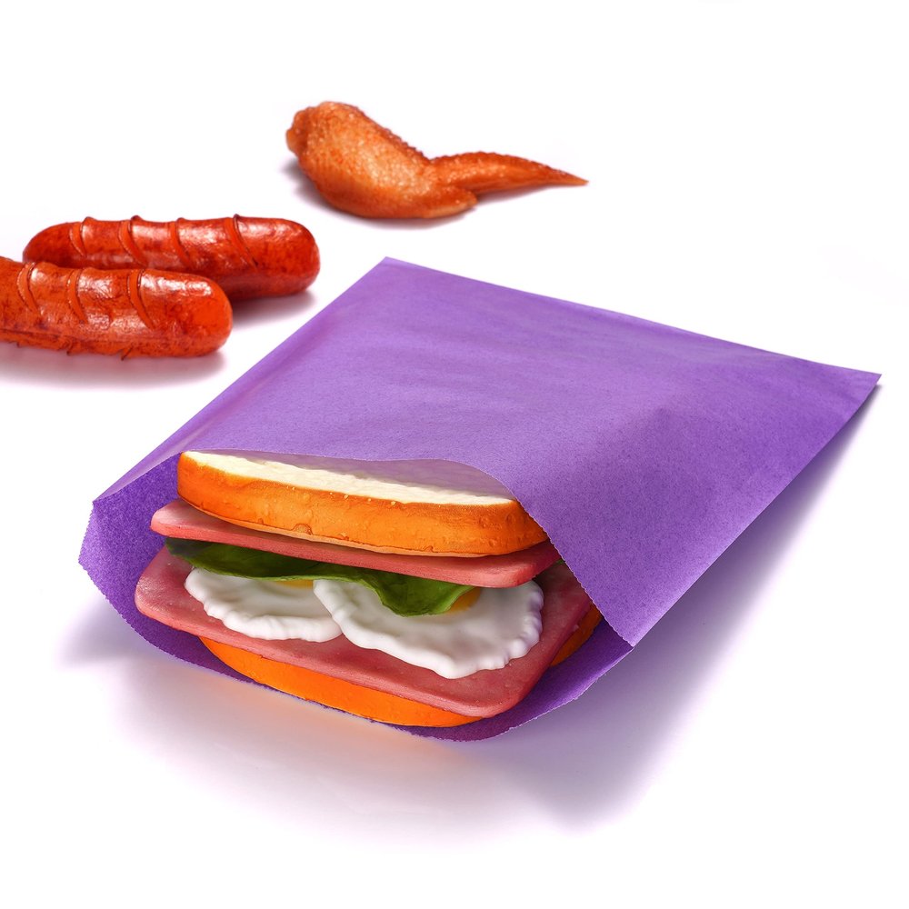 Quotidian Lavender Purple Flat Large Greaseproof Paper Sandwich Bags 6 3/4" x 8'' (17 x 20.3cm) Pack of 100 - Cookies Food Snack Wraps Baggies