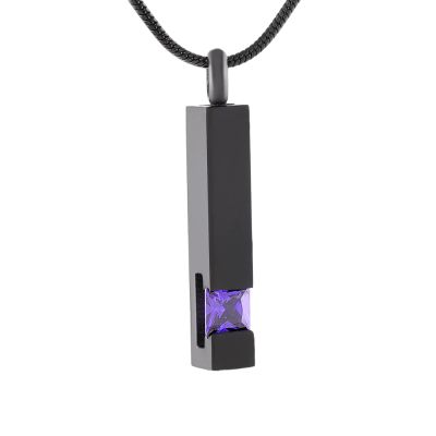 SHEIL Black Cube Birthstone Memorial Jewelry Stainless Steel Urn Necklace Cremation Pendant Keepsake Jewelry