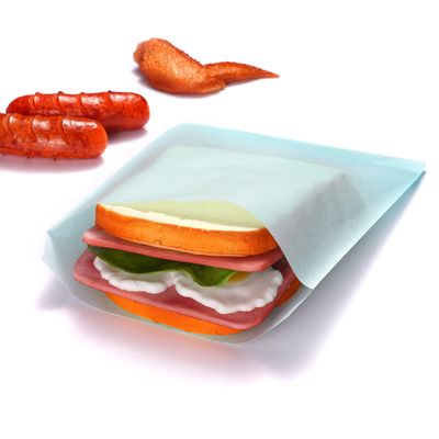Quotidian Baby Blue Flat Large Greaseproof Paper Sandwich Bags 6 3/4" x 8'' (17 x 20.3cm) Pack of 100 - Party Favors Pastry Food Snack Baggies