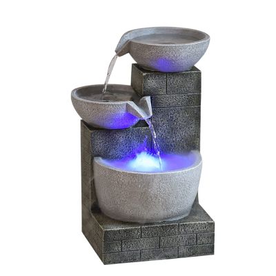 moisture Tabletop Fountain Desktop Fountain Small Leisure Waterfall Fountain 3 Tier Indoor Water Feature for Office Home Desk Decor Indoor Fountain (Color : A)
