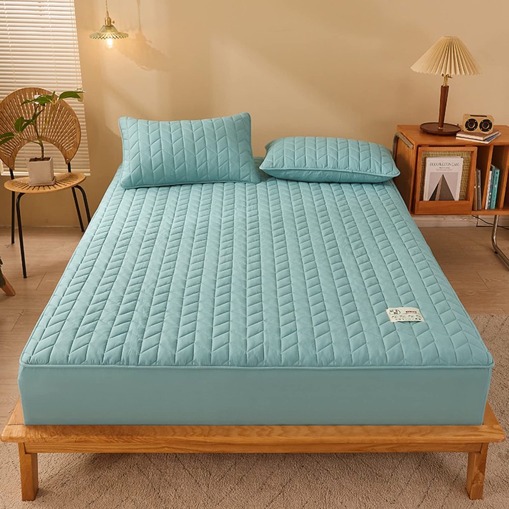 TRGCJGH Mattress Protector Thick Mattress Topper Twin All Season Down Alternative Cozy Bedding with 1.9-14.9 Inch Deep Pocket,Blue-135 * 190cm(53.1 * 74.8in)