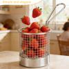2PCS Mini Round Stainless Steel Deep Fry Basket, French Chip Frying Serving Food Baskets Mini French Fry Chips Baskets Net for Snacks Reusable Fries Holder with Handle view 2