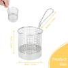 2PCS Mini Round Stainless Steel Deep Fry Basket, French Chip Frying Serving Food Baskets Mini French Fry Chips Baskets Net for Snacks Reusable Fries Holder with Handle view 3