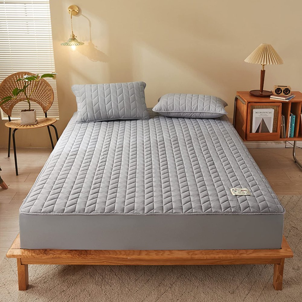 TRGCJGH Mattress Protector Thick Mattress Topper Twin All Season Down Alternative Cozy Bedding with 1.9-14.9 Inch Deep Pocket,Gray-135 * 190cm(53.1 * 74.8in)