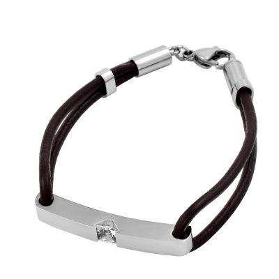 SHEIL Genuine Leather Band &Stainless Steel Cremation Urn Charm Bracelet Cremation Jewlery for Ashes Charm Bangle,22cm