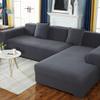 2 Piece Spandex Non Slip Sectional Couch Cover Super Stretch L Shape Sofa Cover Softness Sectional Sofa Cover Great for Kids & Pets -grey-2-2 Seater+3 Seater view 1