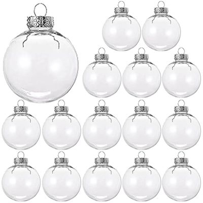 15 Pcs DIY Clear Fillable Christmas Ornaments, 2.36Inch Transparent Shatterproof Plastic Christmas Decorative Balls for Christmas, Halloween, Birthday, Wedding Decor, DIY Crafts Decorations (60 mm)