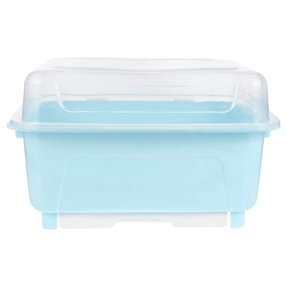 Operitacx Kitchen Dish Drying Rack Box with Lid 13X10.2X7.9 Inch Cutlery Organizer for Bowls and Chopsticks Covered Storage Solution for Home and Restaurant