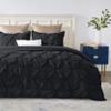 All Star Linen Duvet Cover Eastern King 118x108 Pinch Pleated Black Duvet Cover Set with Zipper Closure Microfiber Pintuck Cotton 3 Piece Duvet Cover view 1