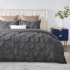 All Star Linen Duvet Cover Eastern King 118x108 Pinch Pleated Dark Grey Duvet Cover Set with Zipper Closure Microfiber Pintuck Cotton 3 Piece Duvet Cover view 1