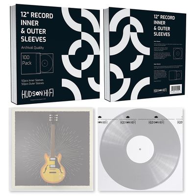 Hudson Hi-Fi 50x Inner & 50x Outer Protective Sleeves for Vinyl & Records Cover Art - Blocks Scratches, Static, Dust, Damage - Acid-Free, Smooth Slide - Fits Single Double Gatefold LP Sleeve