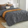 All Star Linen Duvet Cover Palatial King 120x98 Pinch Pleated Dark Grey Duvet Cover Set with Zipper Closure Microfiber Pintuck Cotton 3 Piece Duvet Cover view 2