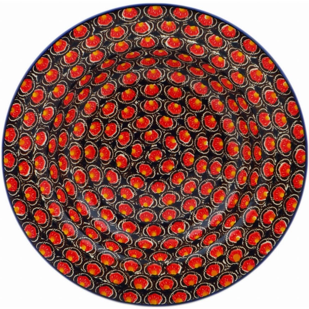 Polmedia Polish Pottery Pasta Bowl 9-inch UNIKAT - Later Gator Pattern Handmade in Boleslawiec Poland by Ceramika Artystyczna + Certificate of Authenticity