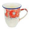 Polmedia Polish Pottery Bistro Mug 17 oz UNIKAT - Peachy Keen Pattern Handmade in Boleslawiec Poland by Ceramika Artystyczna + Certificate of Authenticity view 2