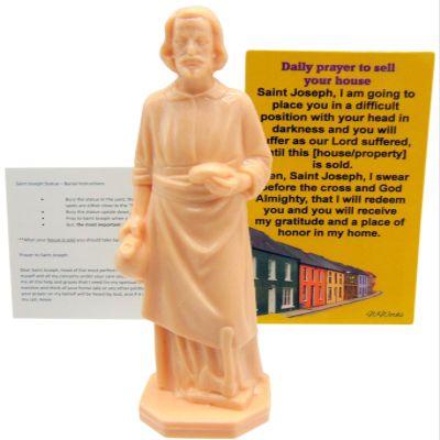 St Joseph Statue Home Selling Kit with Magnetic Holy Card for Refrigerator