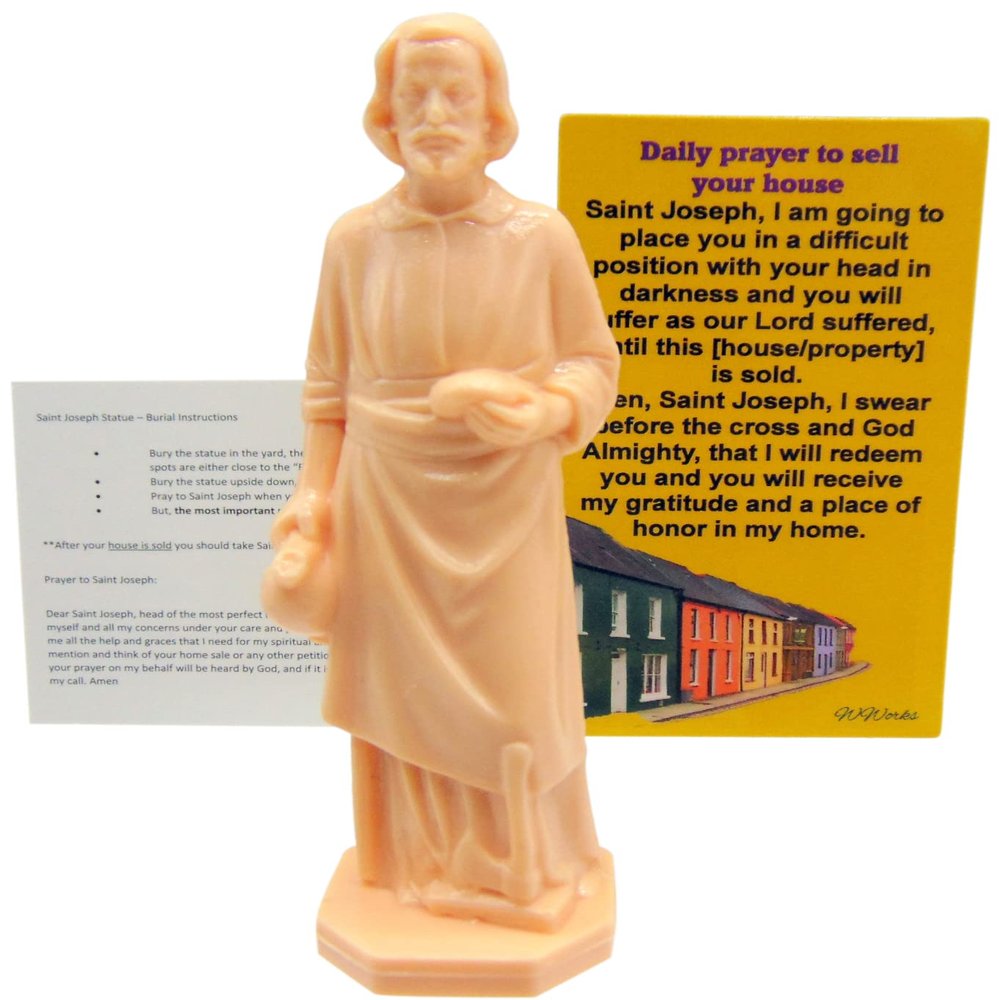 St Joseph Statue Home Selling Kit with Magnetic Holy Card for Refrigerator