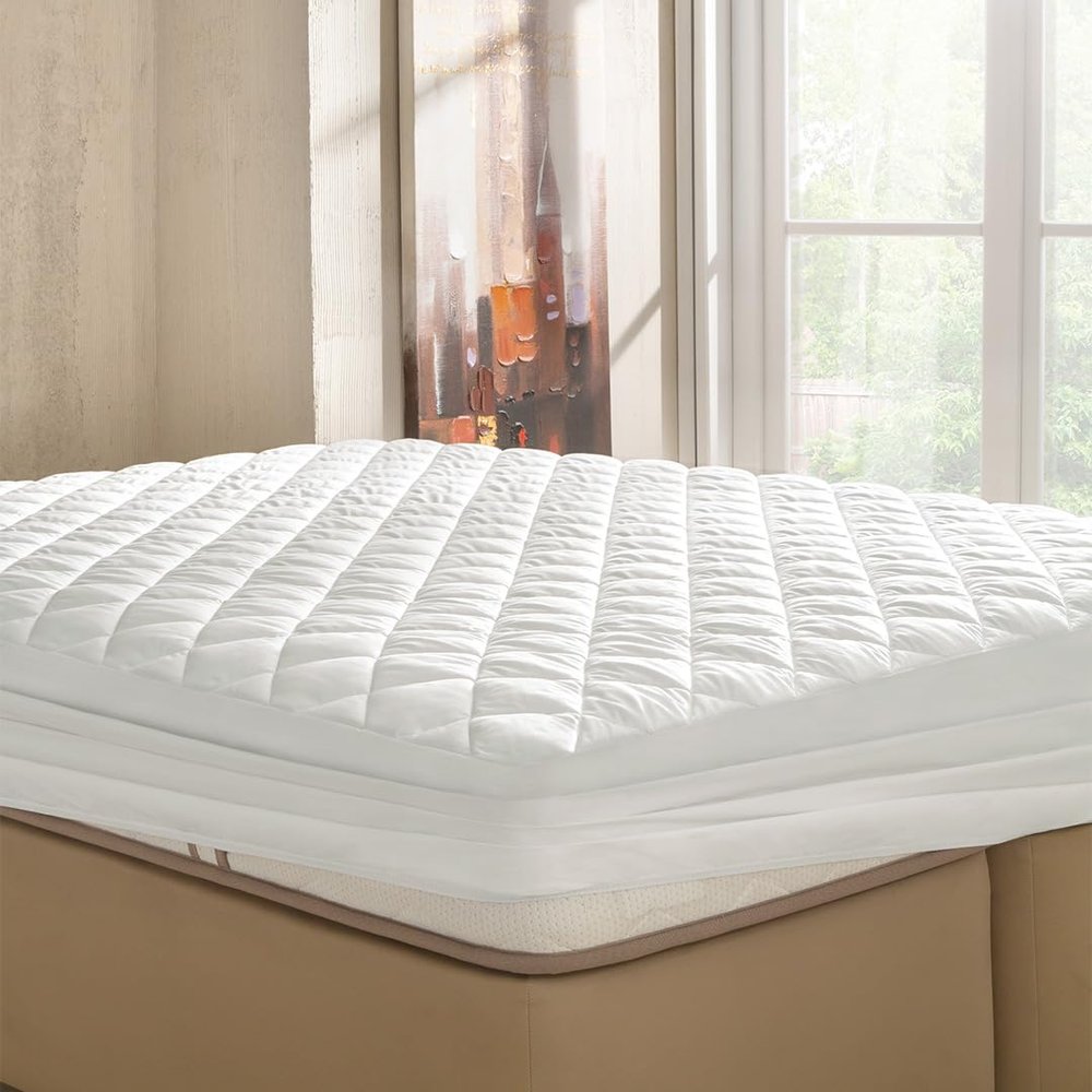 Yatas BEDDING Quilted Mattress Protector,Machine Washable and Easy Care, Superior Protection,100% Natural Cotton Cover and Fluffy Filling,White (California King) - 71"x85" - 14" Deep Pocket