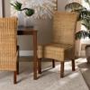 Bali & pari Shamara Modern Bohemian Natural Rattan and Mahogany Wood Dining Chair view 2