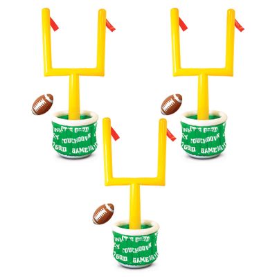 Beistle 3 Piece Novelty Inflatable Goal Post Drink Coolers with Football Decorations Game Day Party Beverage Holders, 74" x 28", Green/Yellow/White/Brown/Orange