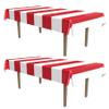 Beistle Red & White Stripes Tablecovers, 54 x 108, 2 Pieces  Plastic Table Cloth, Carnival Theme Party Decorations, Circus Decorations, Carnival Table Cloths, Independence Day view 1
