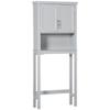kleankin Modern Over The Toilet Storage Cabinet, Double Door Bathroom Organizer with Inner Adjustable Shelf and Open Shelf, Grey view 1