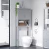 kleankin Modern Over The Toilet Storage Cabinet, Double Door Bathroom Organizer with Inner Adjustable Shelf and Open Shelf, Grey view 2