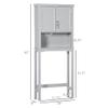 kleankin Modern Over The Toilet Storage Cabinet, Double Door Bathroom Organizer with Inner Adjustable Shelf and Open Shelf, Grey view 3