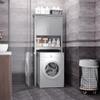 kleankin Modern Over The Toilet Storage Cabinet, Double Door Bathroom Organizer with Inner Adjustable Shelf and Open Shelf, Grey view 4